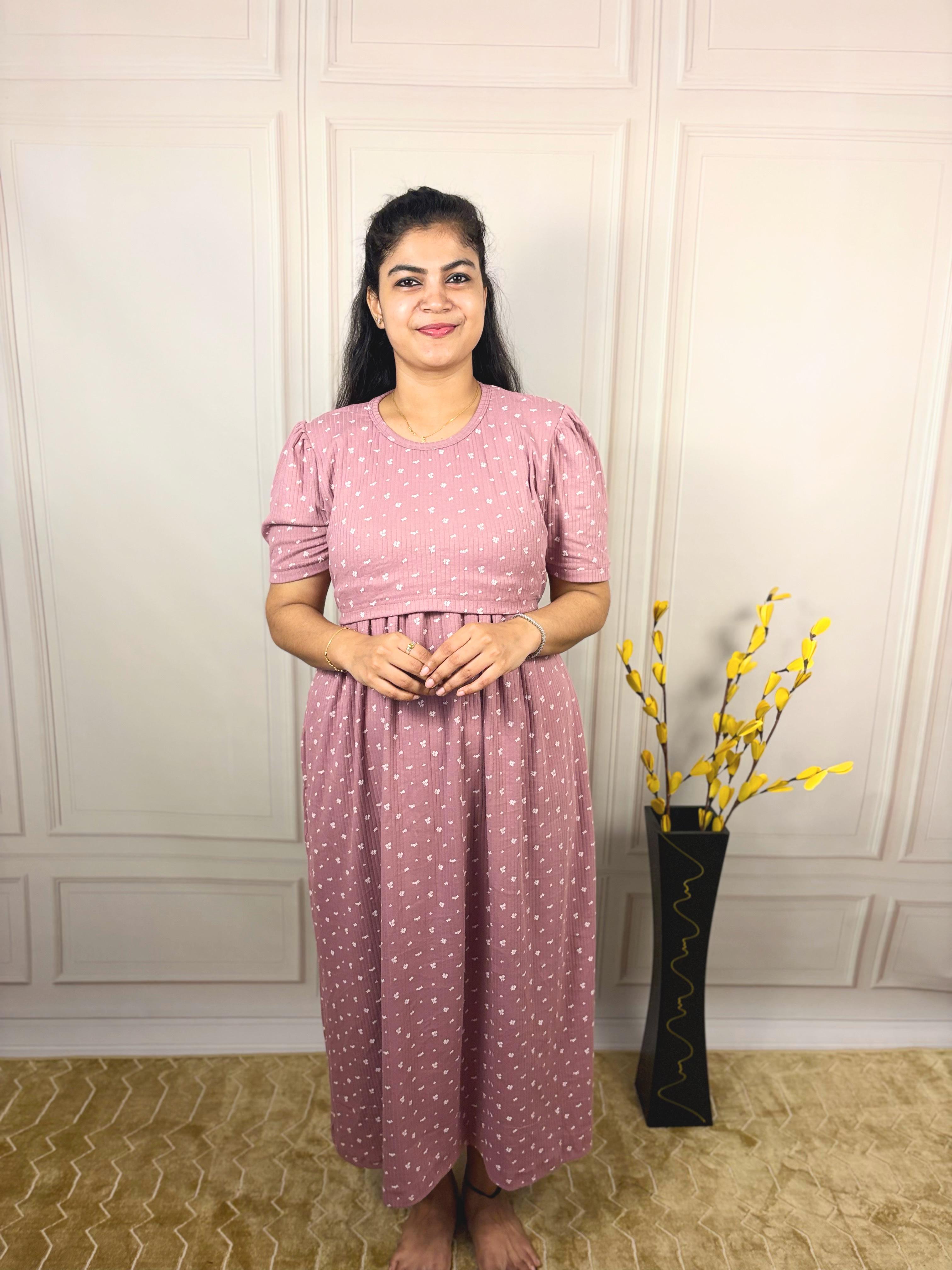 Dusty rose Ribbed Zipless Maternity Wear