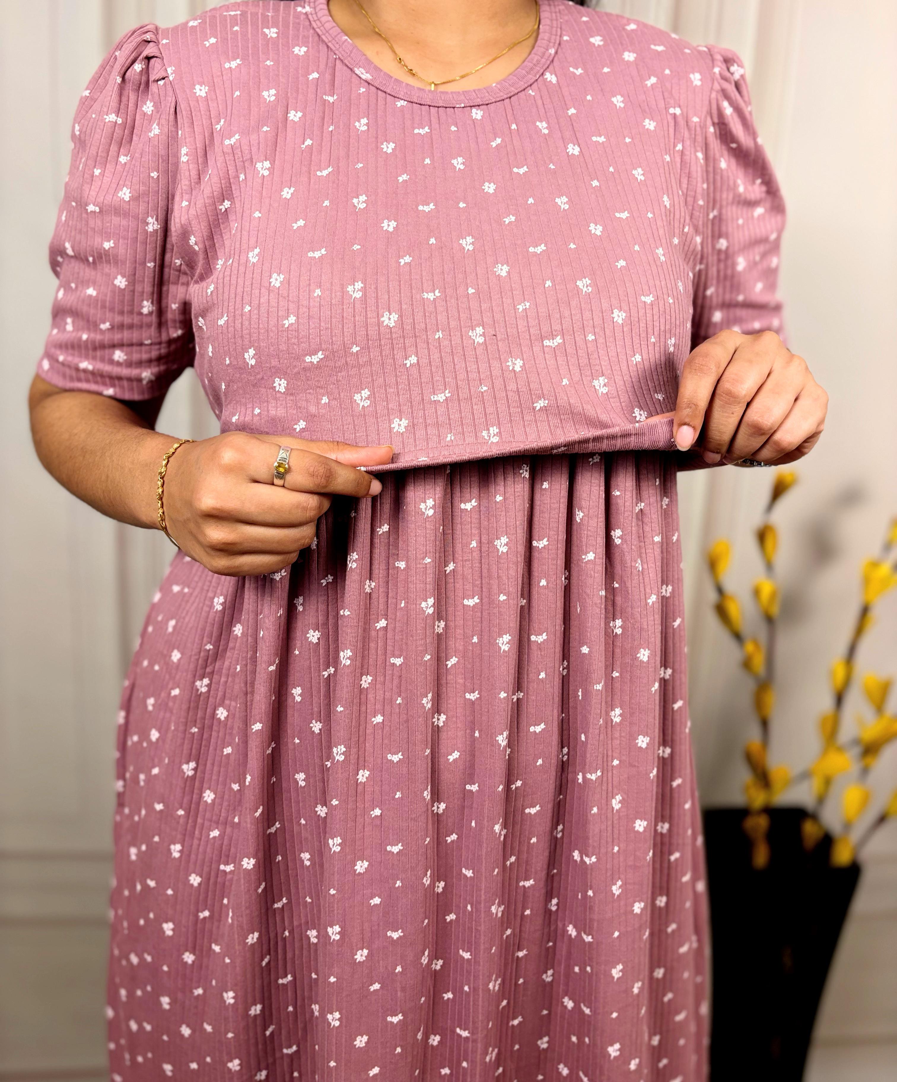 Dusty rose Ribbed Zipless Maternity Wear