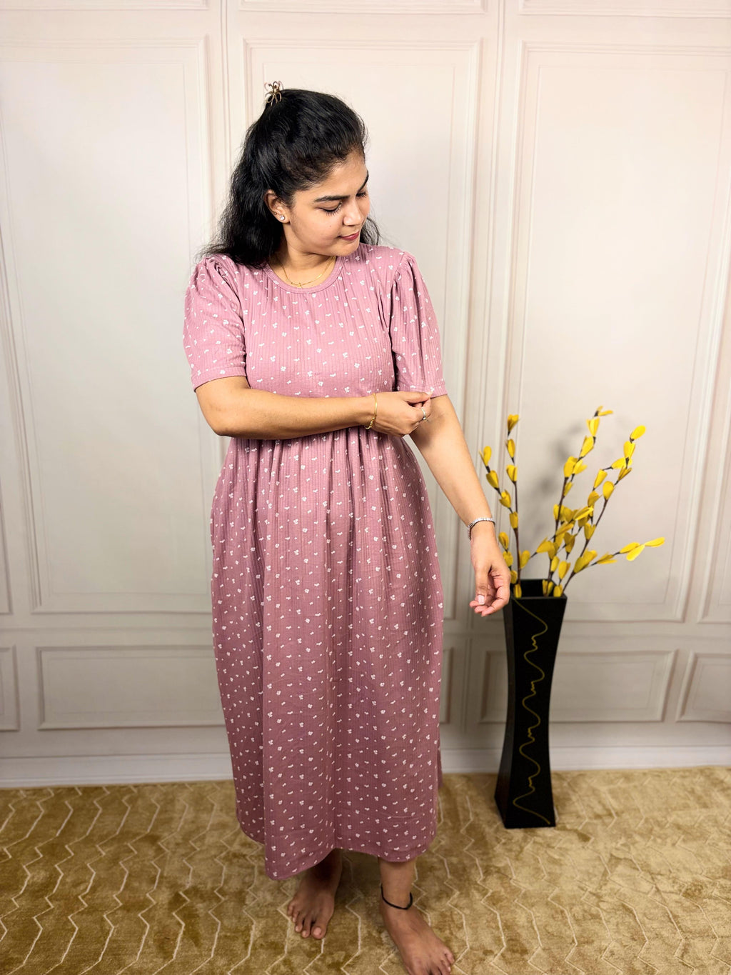 Dusty rose Ribbed Zipless Maternity Wear