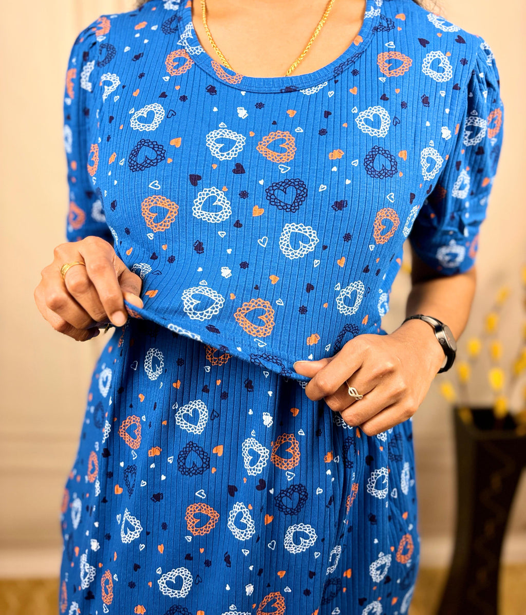 Royal Blue Ribbed Zipless Maternity  Wear