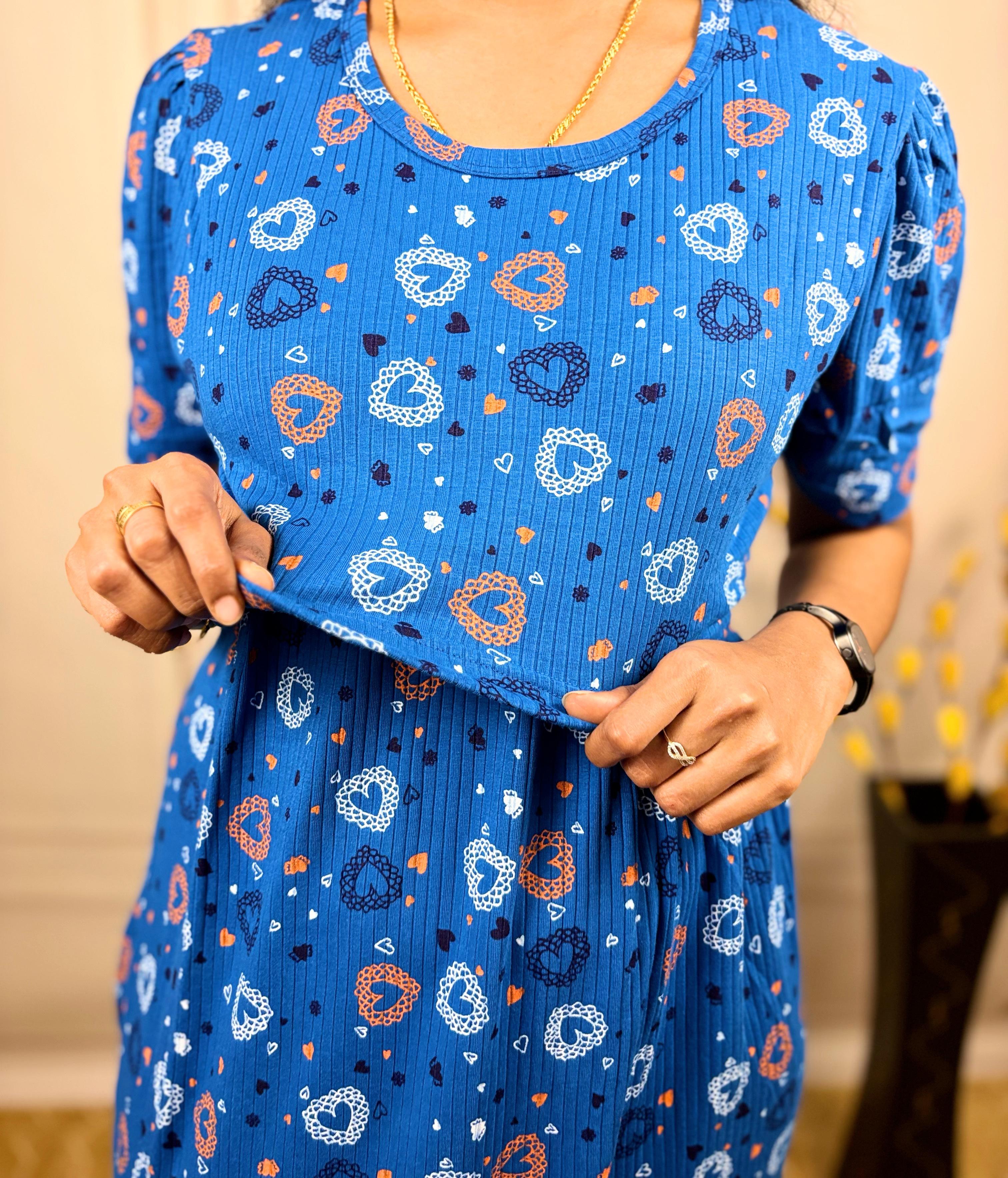 Royal Blue Ribbed Zipless Maternity  Wear