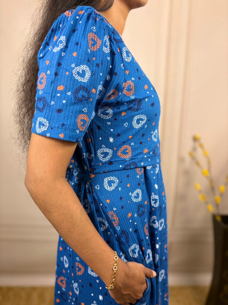 Royal Blue Ribbed Zipless Maternity  Wear