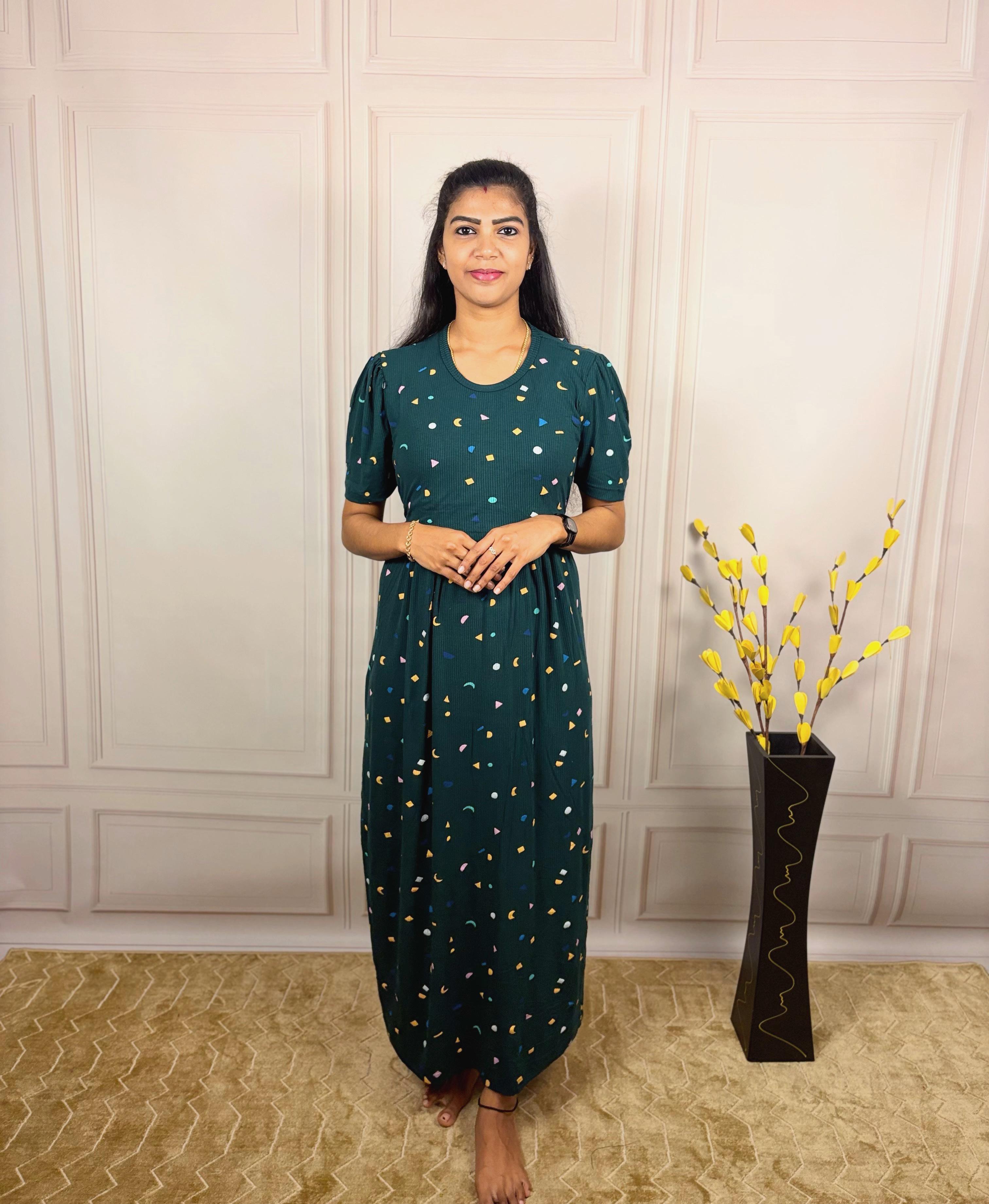 Green Sprinkle Ribbed Zipless Maternity Wear