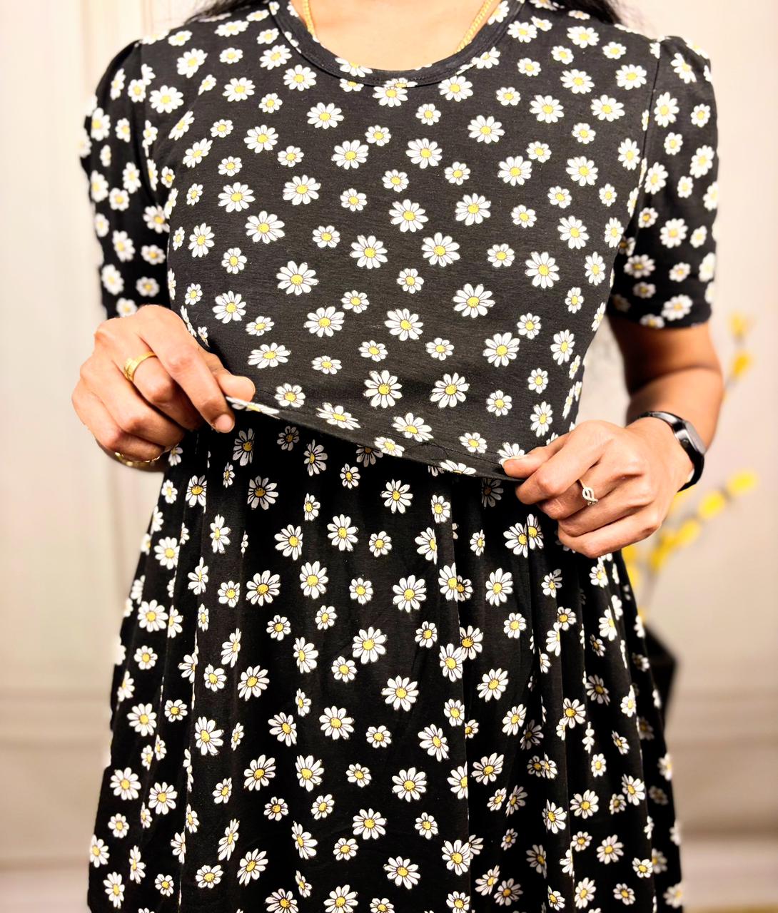 Black Daisy Zipless Maternity Wear