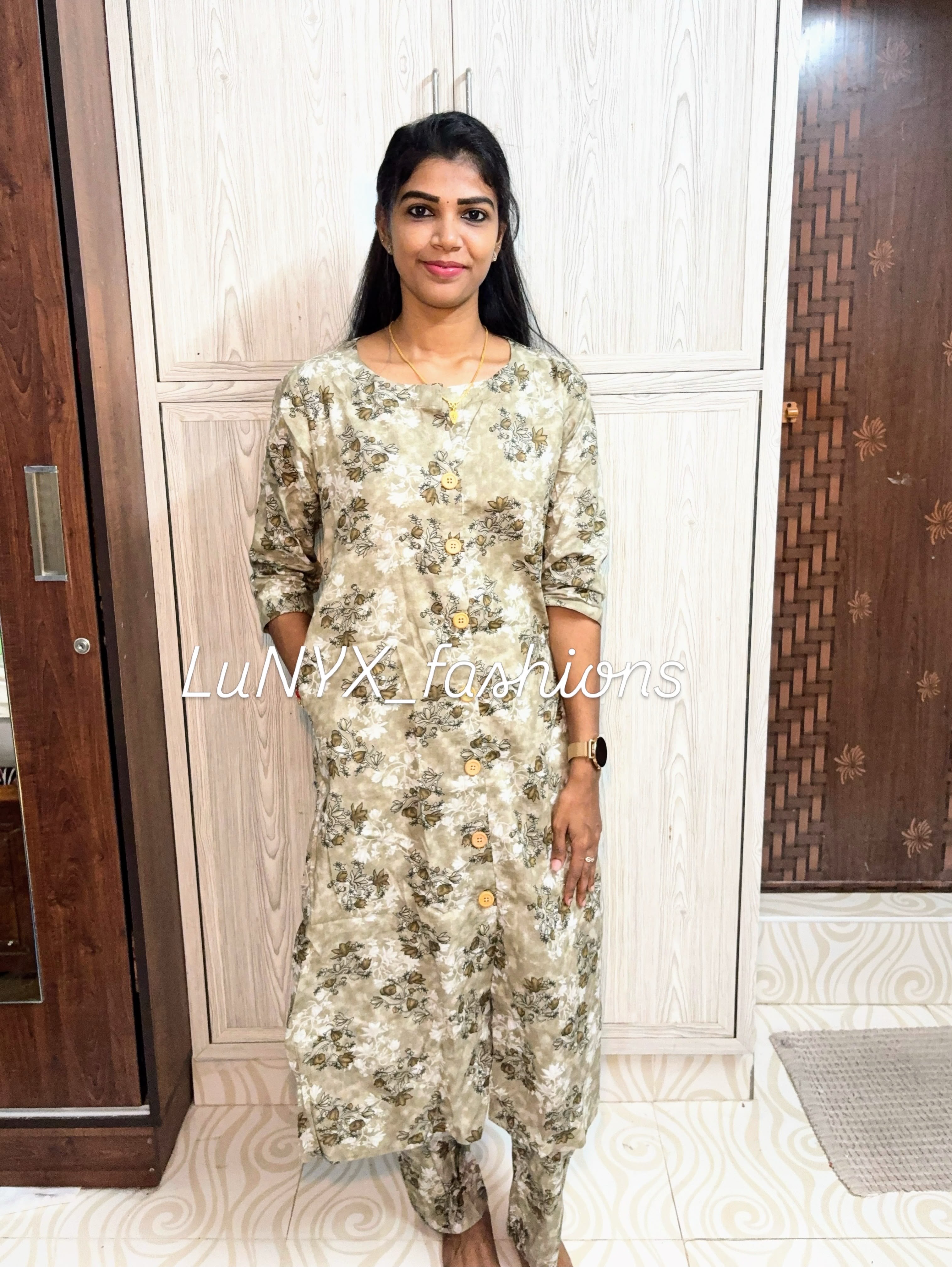 Floral Beige Co‑ord Kurta Set