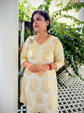 Ivory Gold Onam A-Line Dress