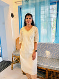 Checks Cotton Kurti – Off White