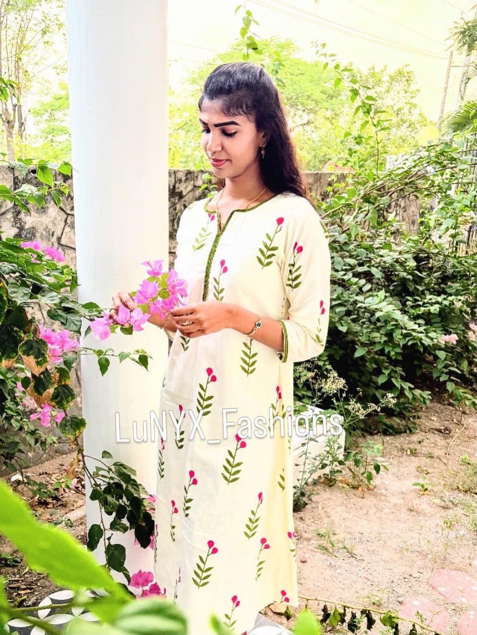 Floral Cotton A-Line Kurti