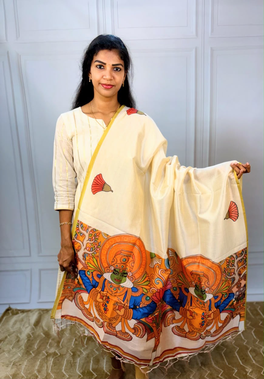 Striped Cotton Kurti - Off White